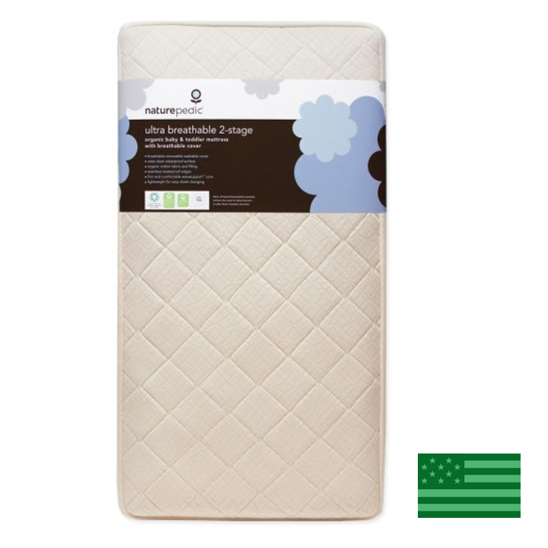 Naturepedic Organic Breathable Ultra 2 Stage Crib Mattress - Waterproof - TEMPORARILY OUT OF STOCK